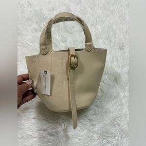 Anthropologie Cream Mini Bag with Gold Buckle